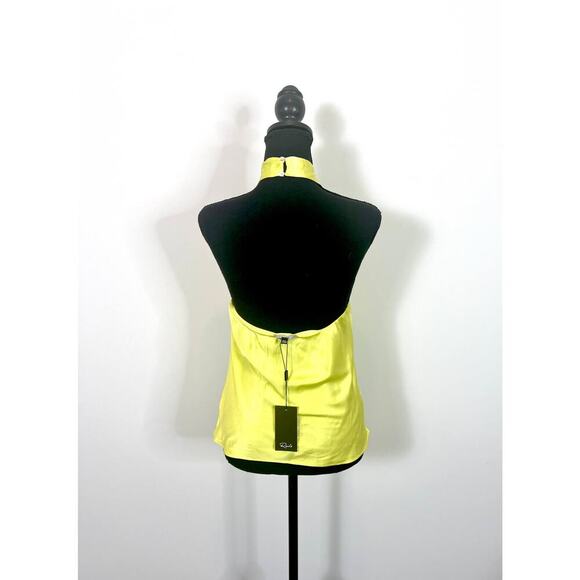 Rails Kimia Tank Top in Chartreuse Small Satin Halter Sleeveless Keyhole Silk - Picture 3 of 6